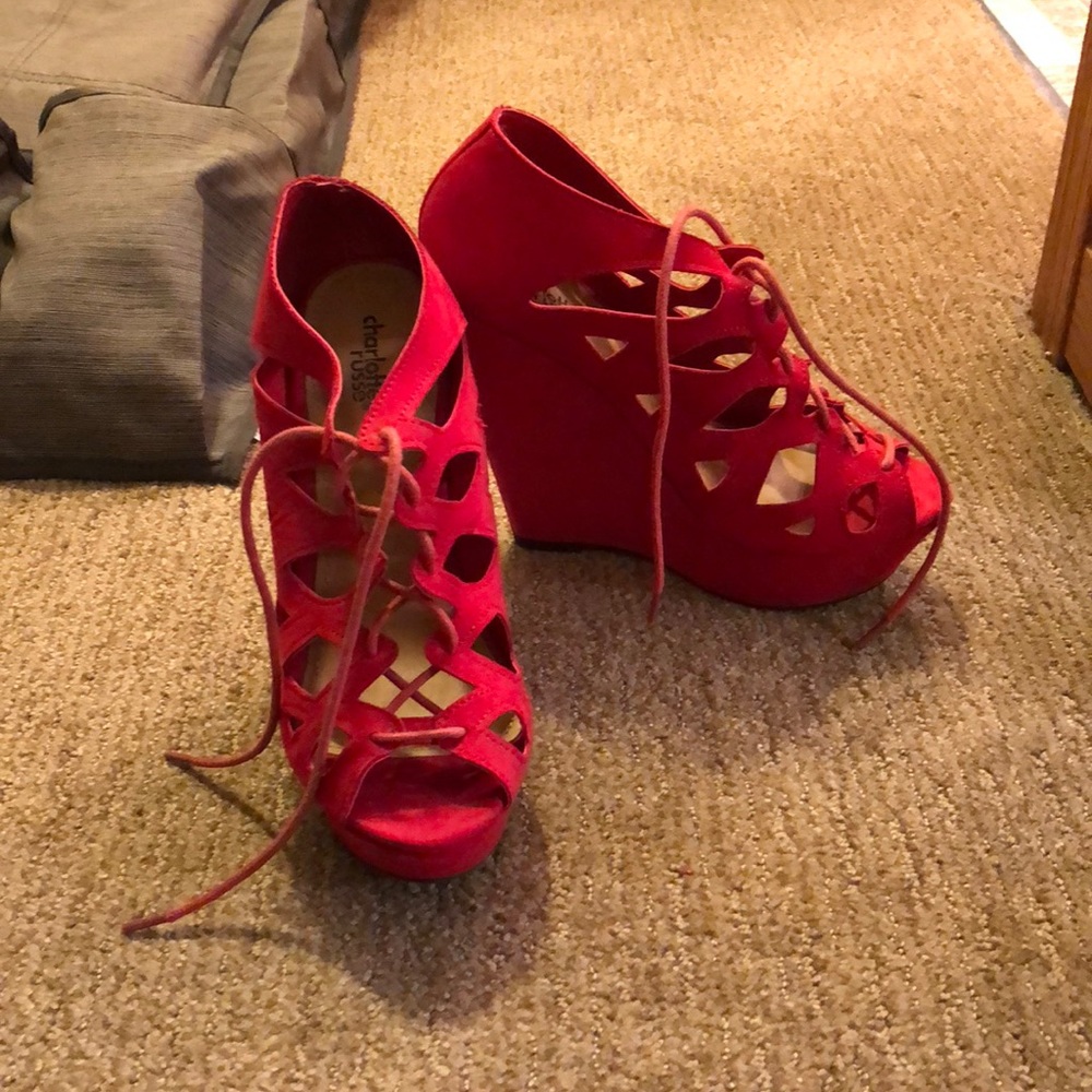 Red wedges. Worn once